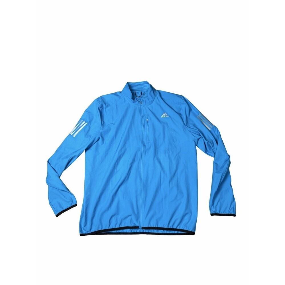 Adidas Men's Own The Run Windbreaker Running Jacket Size L Full Zip Blue Light